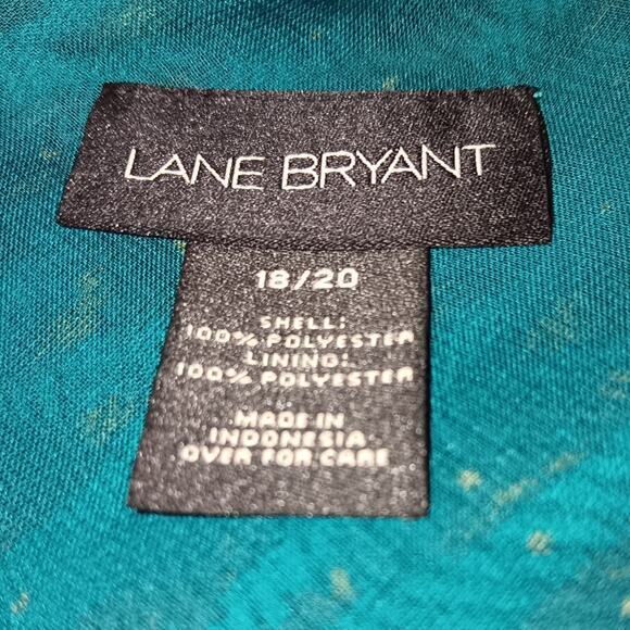 LANE BRYANT Flowy Flutter Long Tunic Top 2X 18/20 Dressy Turquoise Green V-Neck - Picture 5 of 9